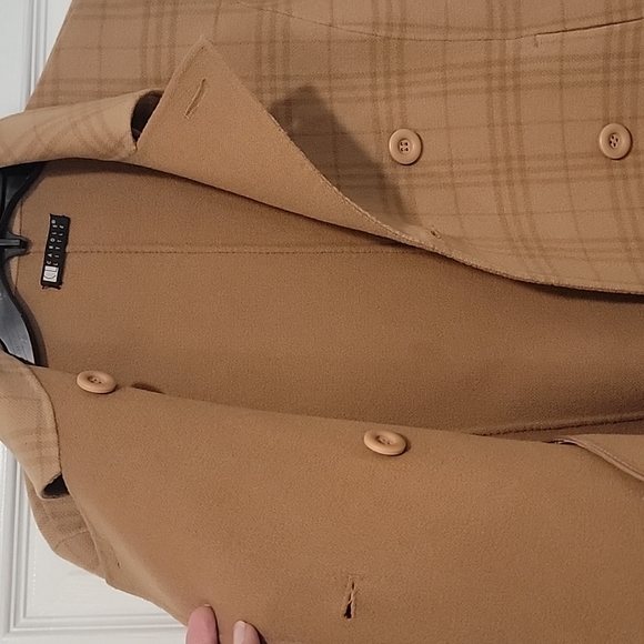 Carol Little szXS Double Breasted Wool Camel Plaid Jacket. BinG - Picture 6 of 9